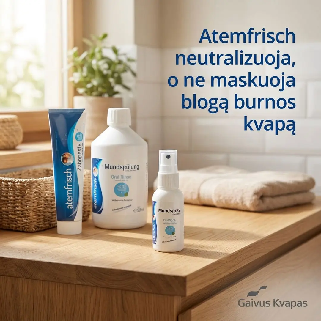 Atemfrisch priemonės su deguonimi neutralizuoja blogą burnos kvapą